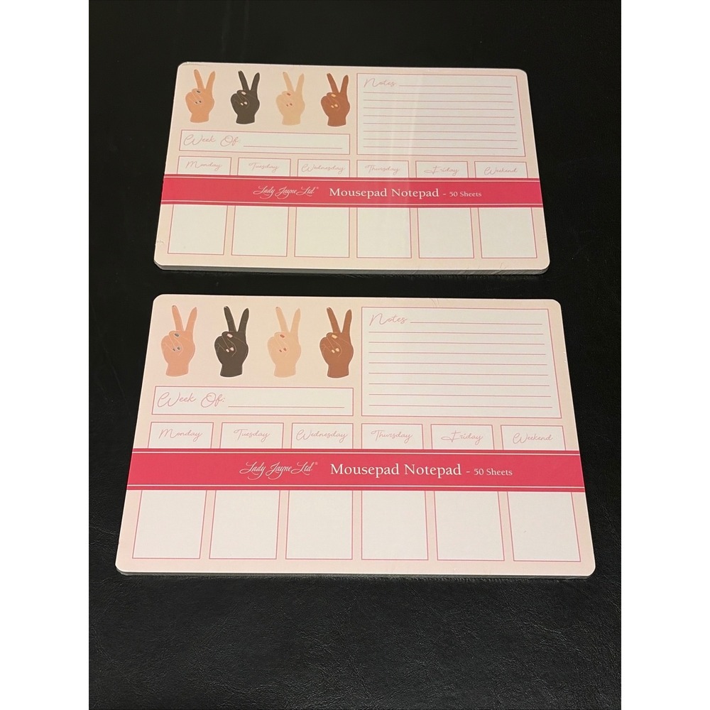 Lady Jayne Ltd Mousepad Notepad Set of 2 Weekly Planner 50 Sheets Each Pink